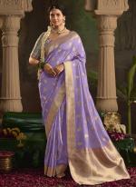 Pure Dola Silk Lavender Wedding Wear Weaving  Saree